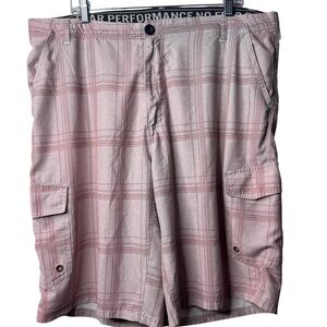 Men's Pink Plaid Cargo Shorts